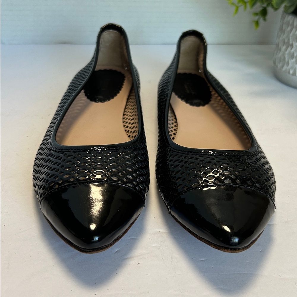 Furla Black Patent Leather Mesh Flats - Picture 5 of 17